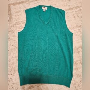 Vtg La Mode Mens XL Acrylic Cashmerlon Green Vest Menswear Professional Career